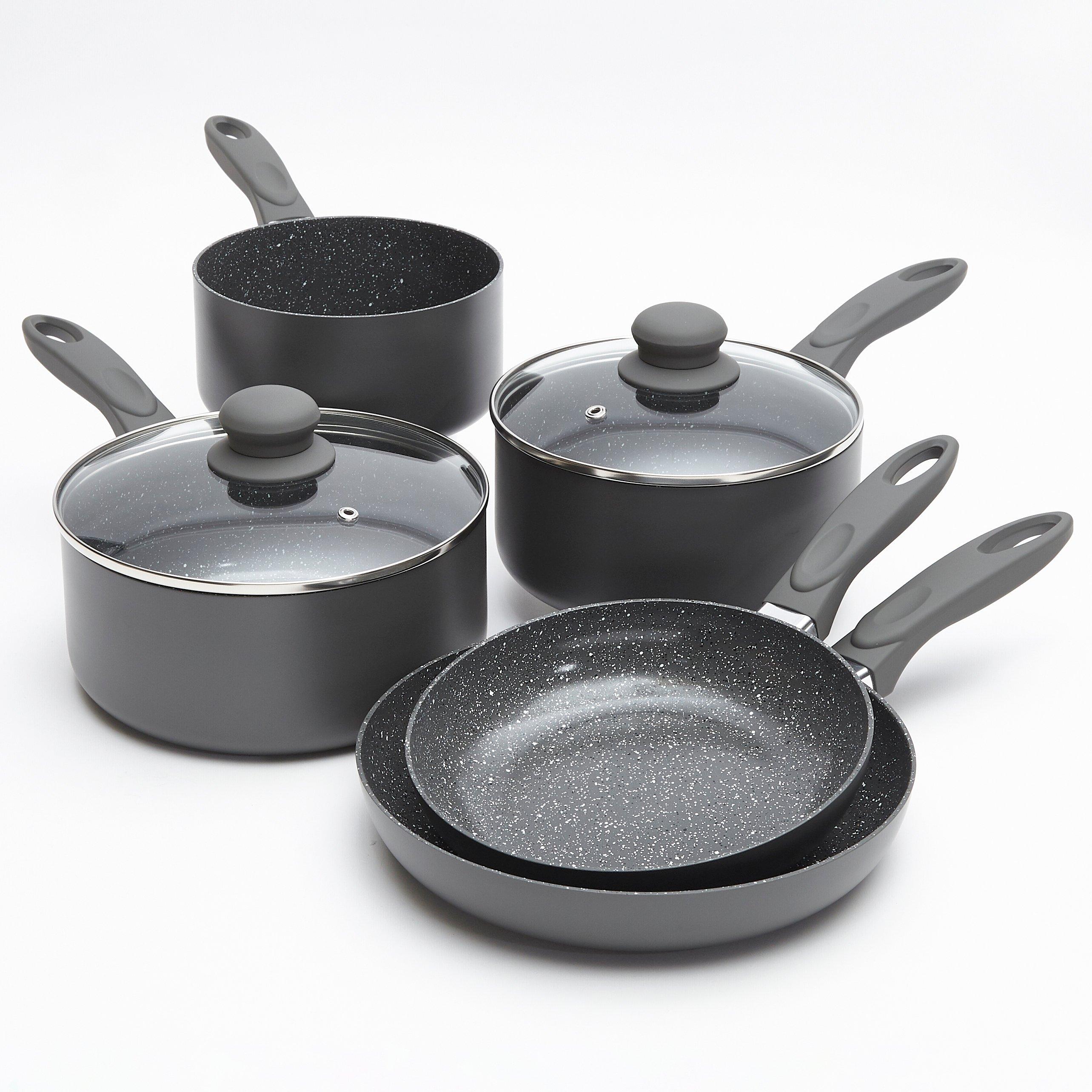 Grey 5 Piece Non-Stick Cookware Set